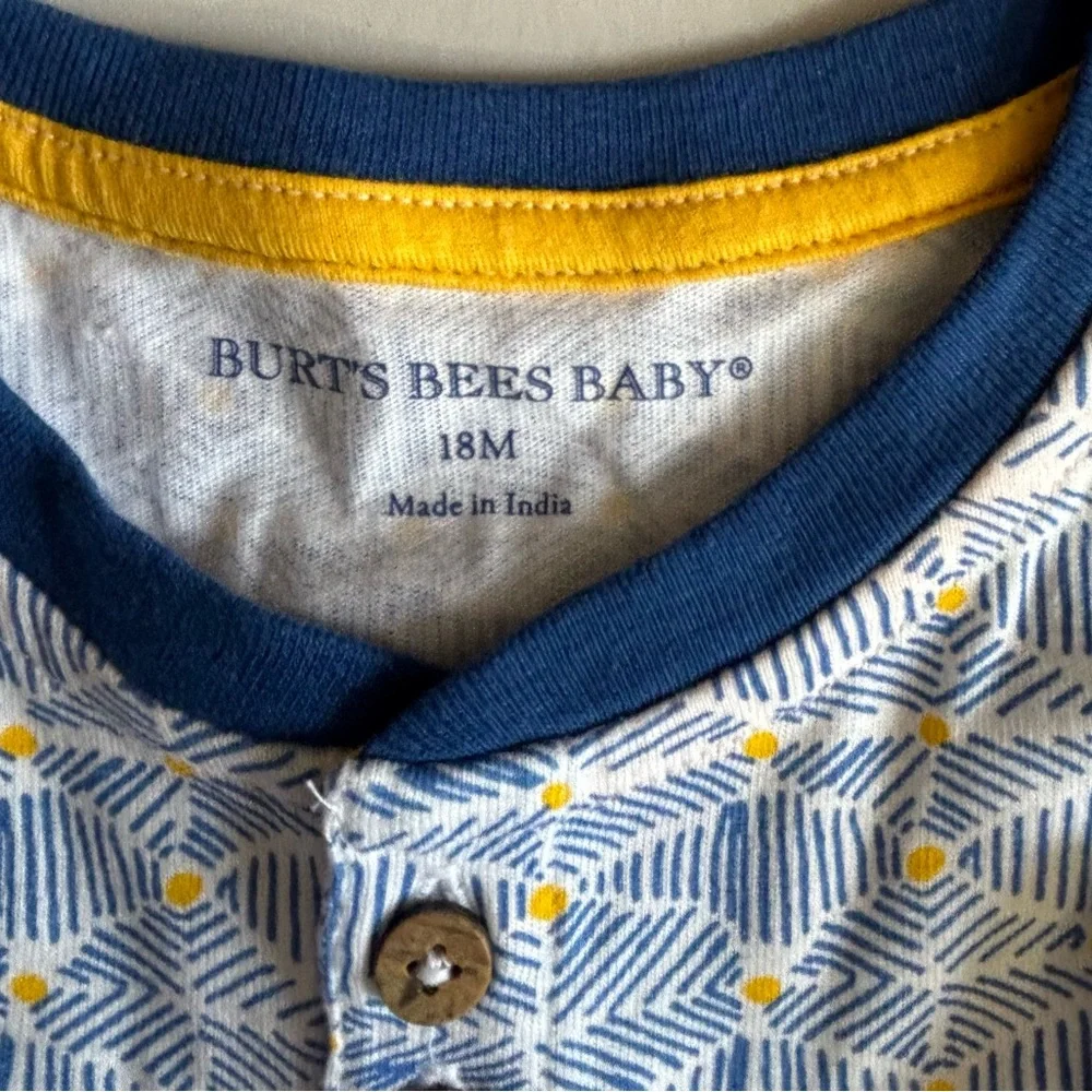 NWT Burt's Bees Romper Shorts Jumpsuits 1 Pc Baby‎ Boy Sunny Diamond 18 mths
